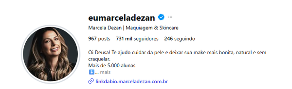 Marcela Dezan nas redes sociais